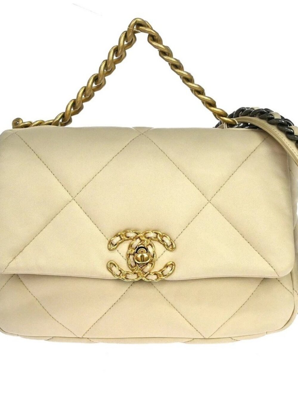 Chanel Beige Lambskin Dix-neuf 19 2way Handbag